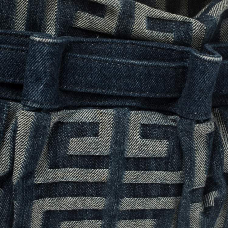 Pre Owned Givenchy Blue Monogram Denim Pleated Zip Shoulder Bag