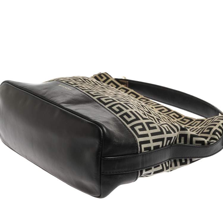 Pre Owned Givenchy Black/Grey Monogram Canvas and Leather Hobo