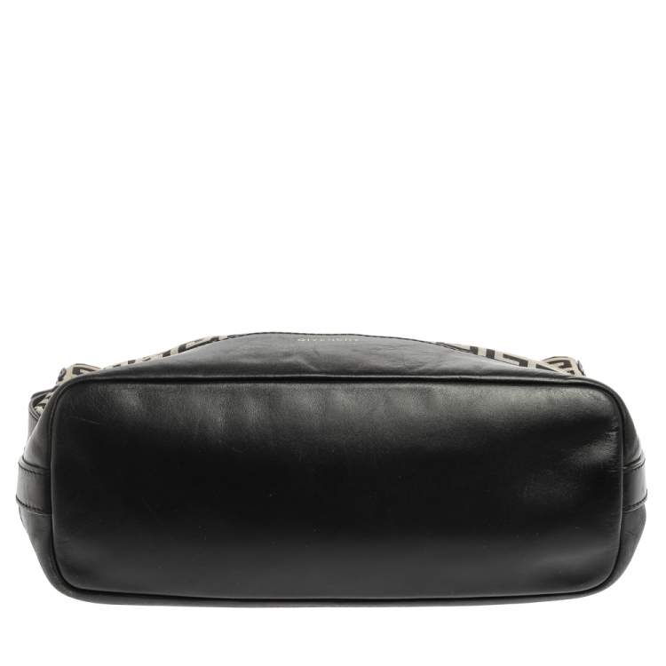 Pre Owned Givenchy Black/Grey Monogram Canvas and Leather Hobo