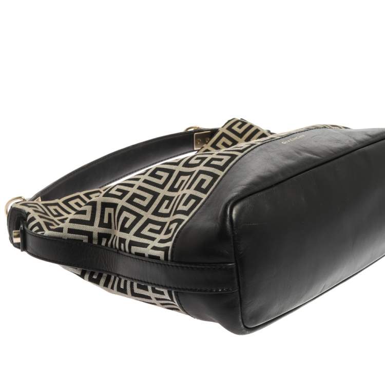 Pre Owned Givenchy Black/Grey Monogram Canvas and Leather Hobo