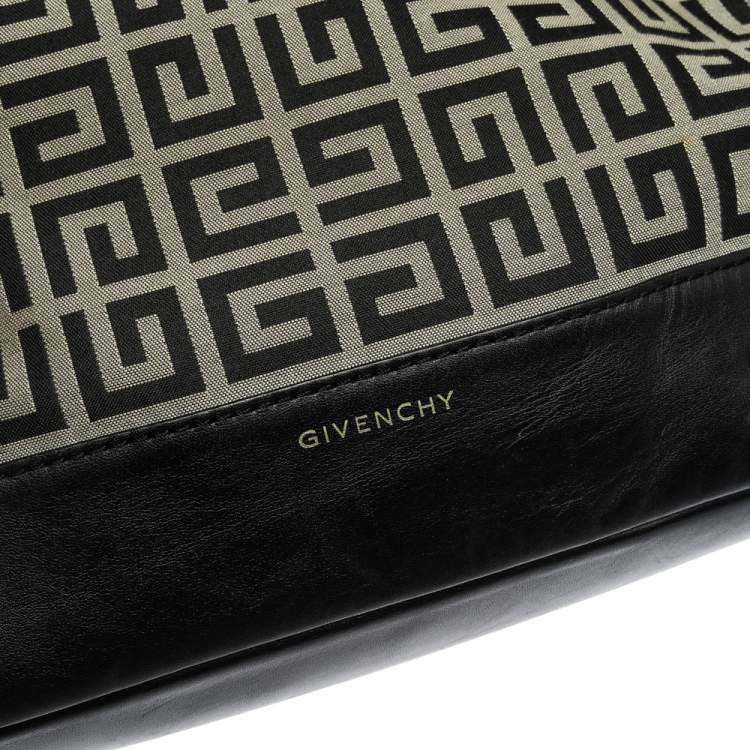 Pre Owned Givenchy Black/Grey Monogram Canvas and Leather Hobo