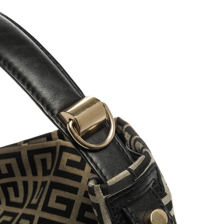 Pre Owned Givenchy Black/Grey Monogram Canvas and Leather Hobo
