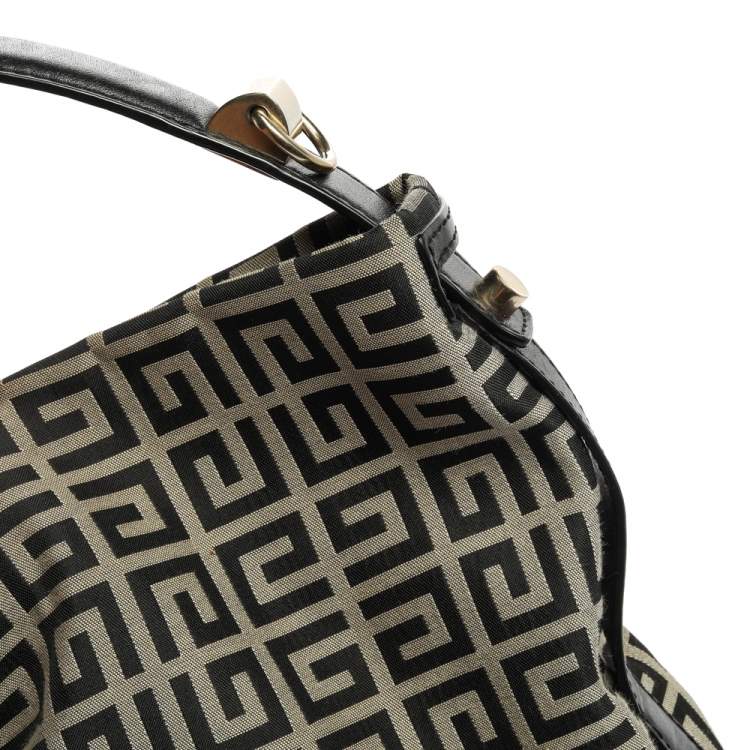 Pre Owned Givenchy Black/Grey Monogram Canvas and Leather Hobo