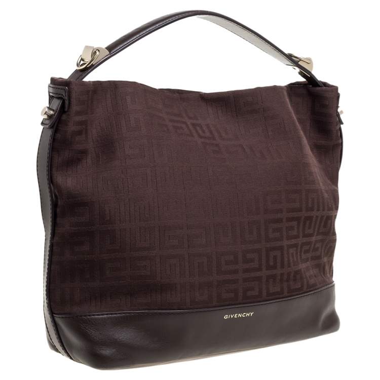 Pre Owned Givenchy Brown Monogram Canvas and Leather Hobo