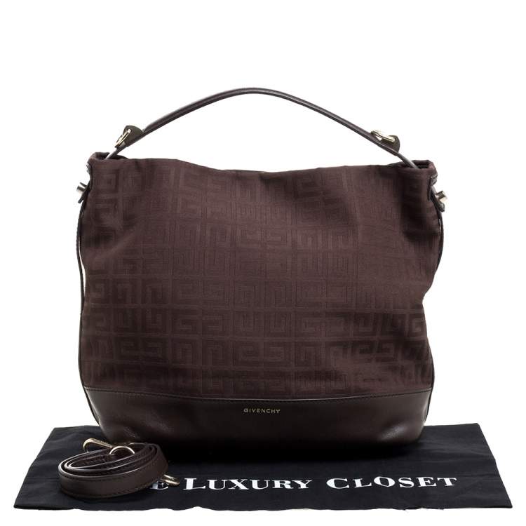 Pre Owned Givenchy Brown Monogram Canvas and Leather Hobo