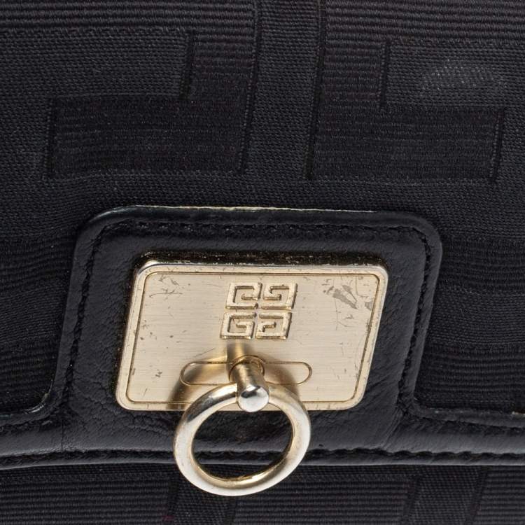 Pre Owned Givenchy Black Canvas and Leather Continental Wallet