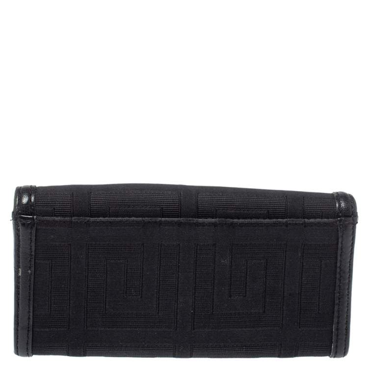 Pre Owned Givenchy Black Canvas and Leather Continental Wallet