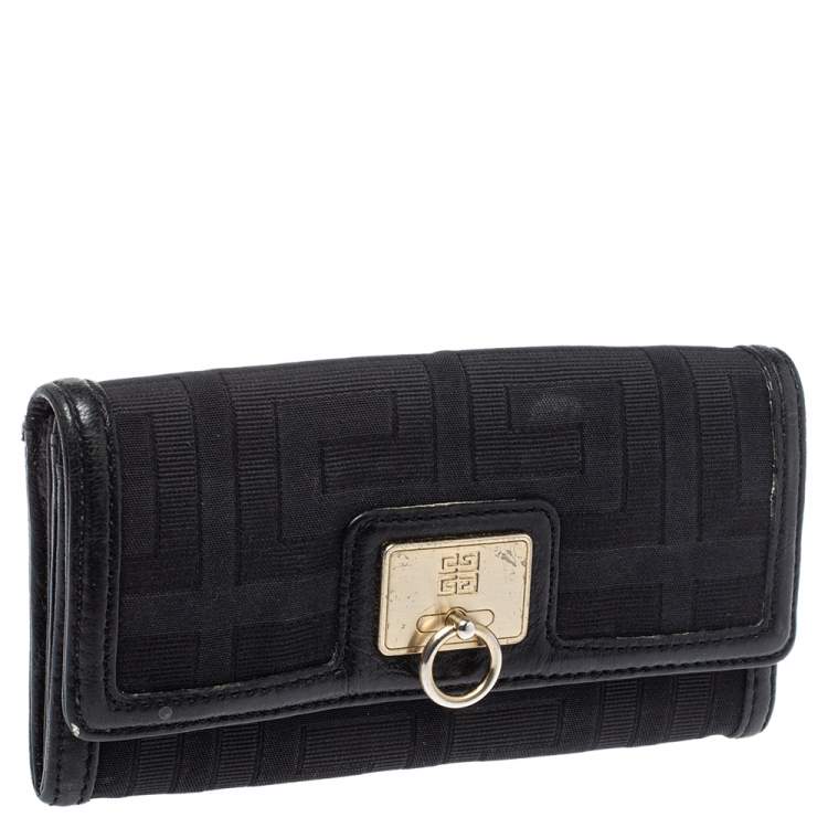 Pre Owned Givenchy Black Canvas and Leather Continental Wallet