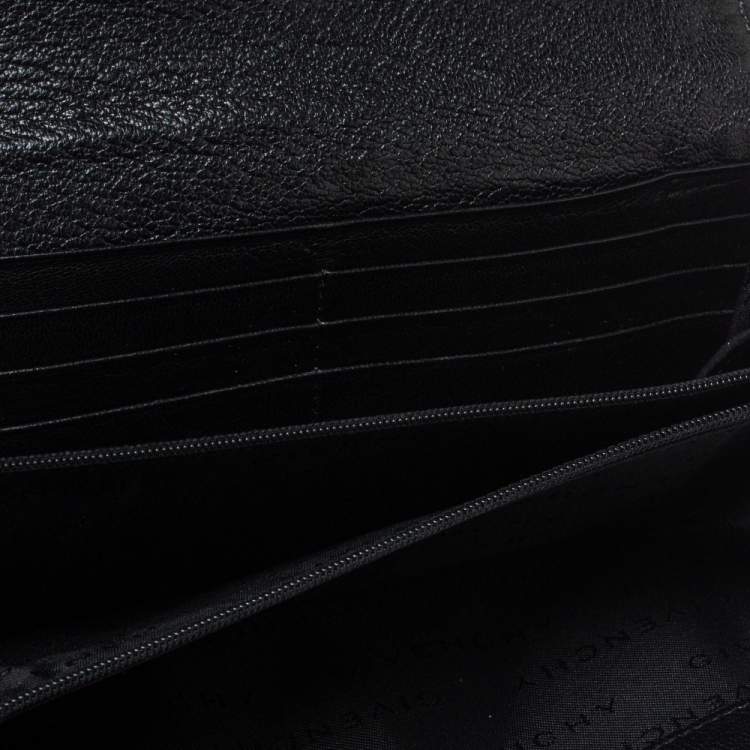 Pre Owned Givenchy Black Canvas and Leather Continental Wallet
