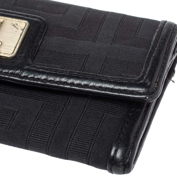 Pre Owned Givenchy Black Canvas and Leather Continental Wallet