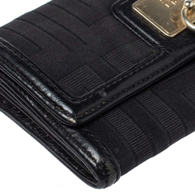 Pre Owned Givenchy Black Canvas and Leather Continental Wallet