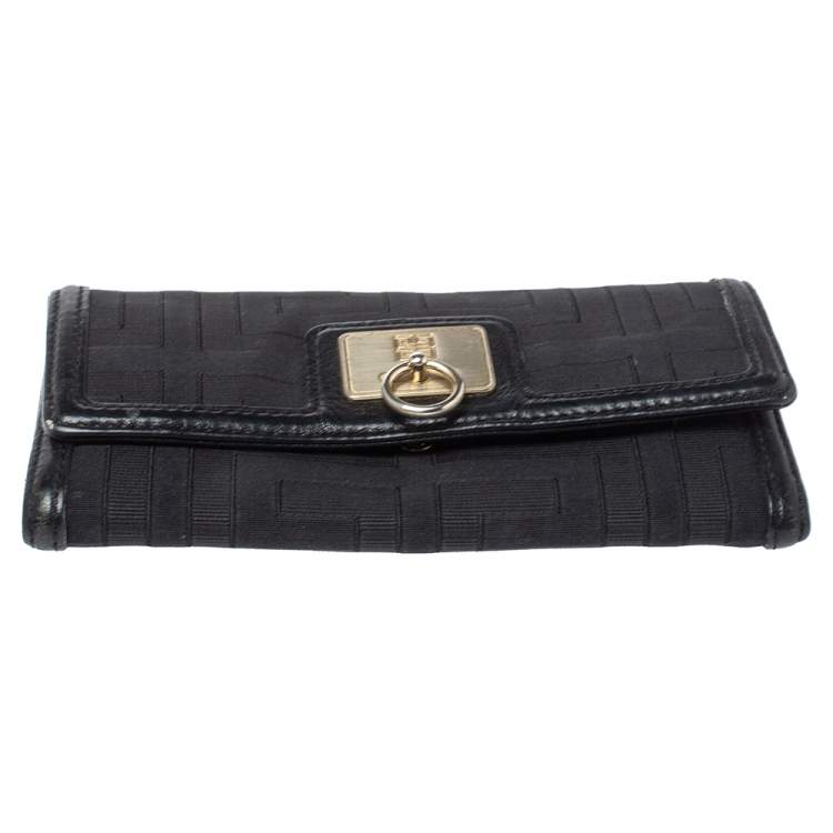 Pre Owned Givenchy Black Canvas and Leather Continental Wallet