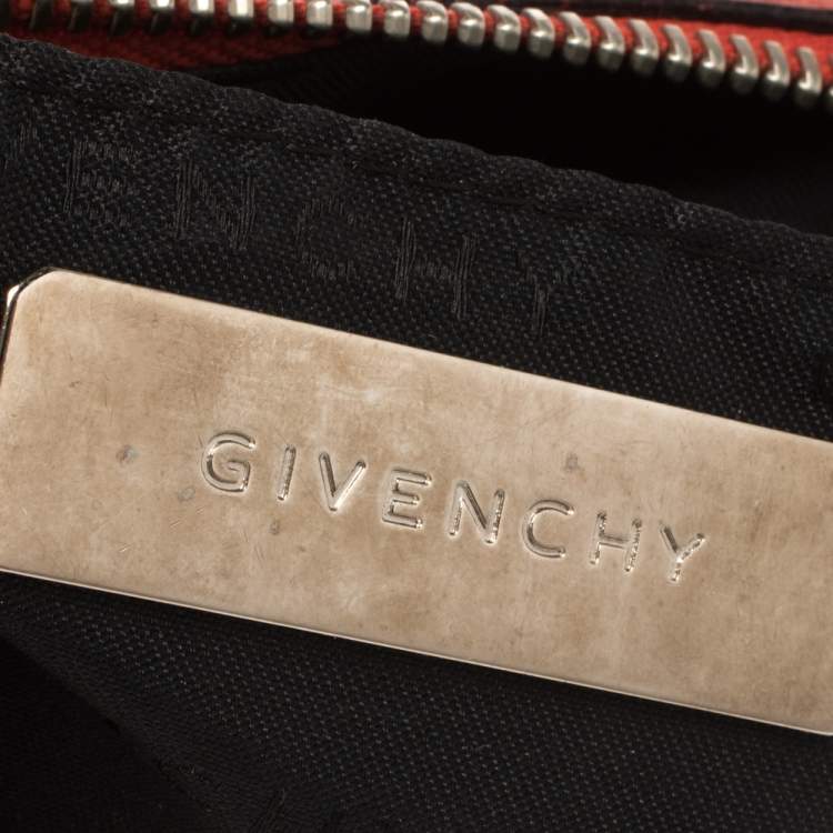 Pre Owned Givenchy Coral Orange Leather Chain Baguette Bag