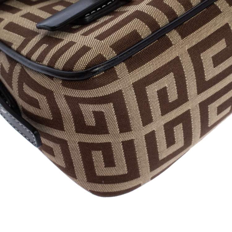 Pre Owned Givenchy Brown Signature Canvas and Leather Flap Baguette Shoulder Bag
