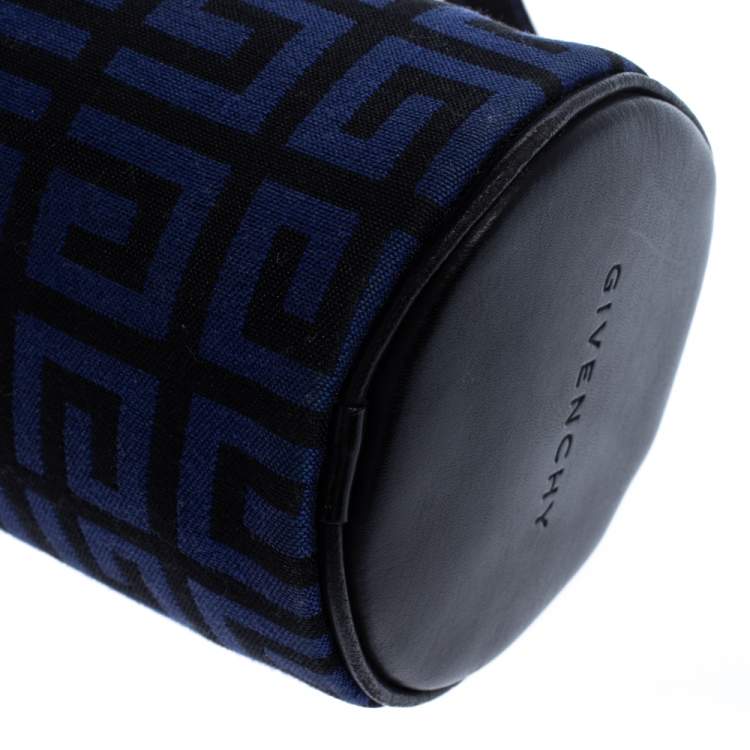 Pre Owned Givenchy Blue/Black Monogram  Canvas and Leather Zip Wristlet Clutch