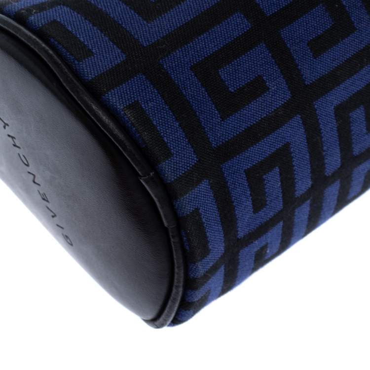 Pre Owned Givenchy Blue/Black Monogram  Canvas and Leather Zip Wristlet Clutch