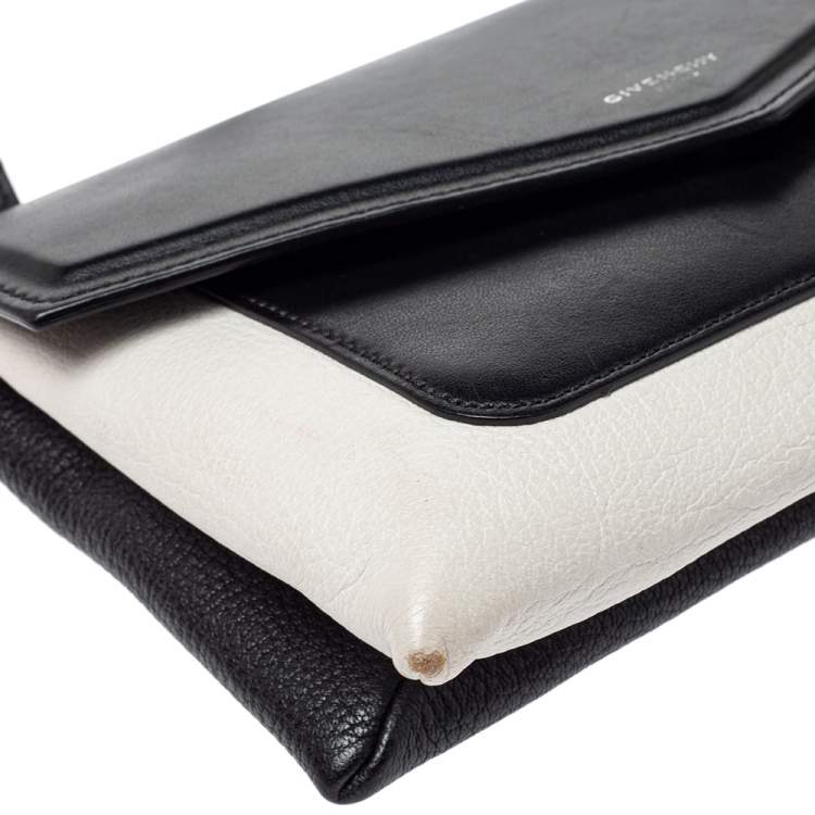Pre Owned Givenchy Black/White Leather Crossbody Bag