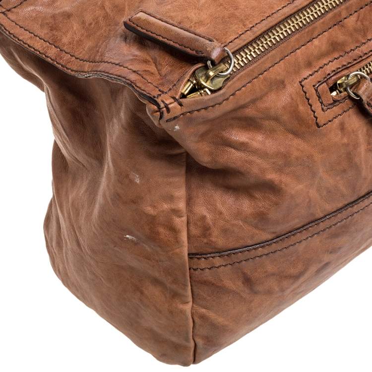 Pre Owned Givenchy Brown Leather Large Pandora Shoulder Bag