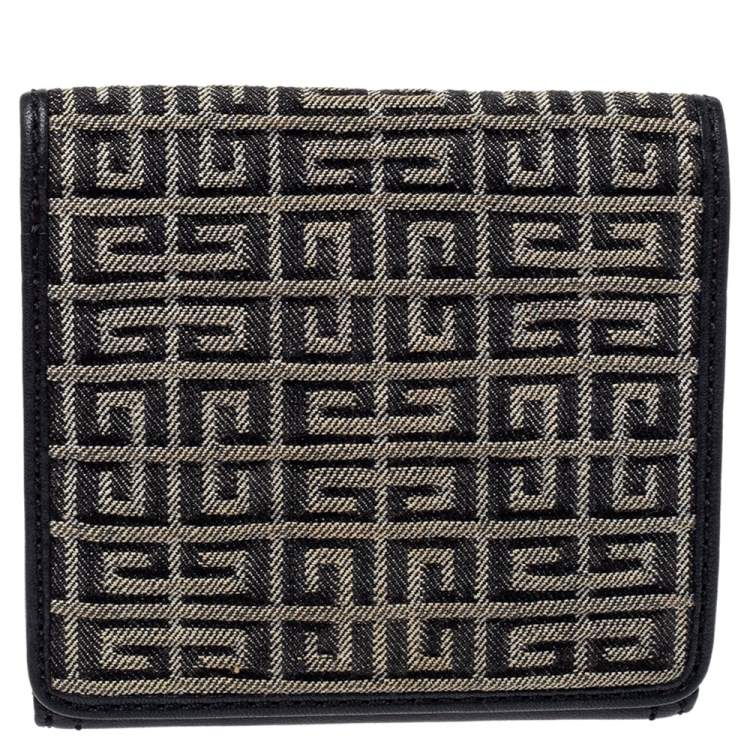 Pre Owned Givenchy Grey/Black Monogram Canvas and Leather Wallet