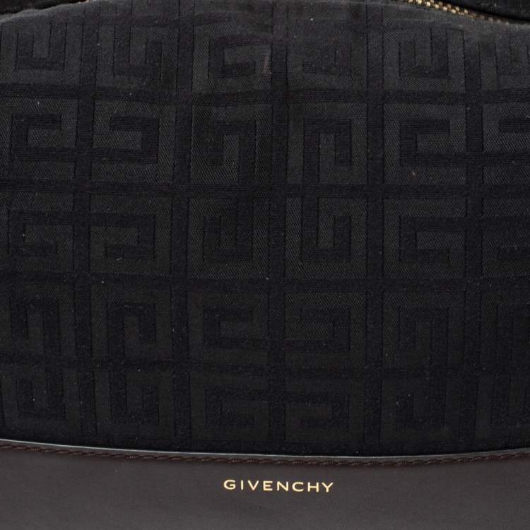 Pre Owned Givenchy Black/Cacao Monogram Canvas and Leather Zip Hobo