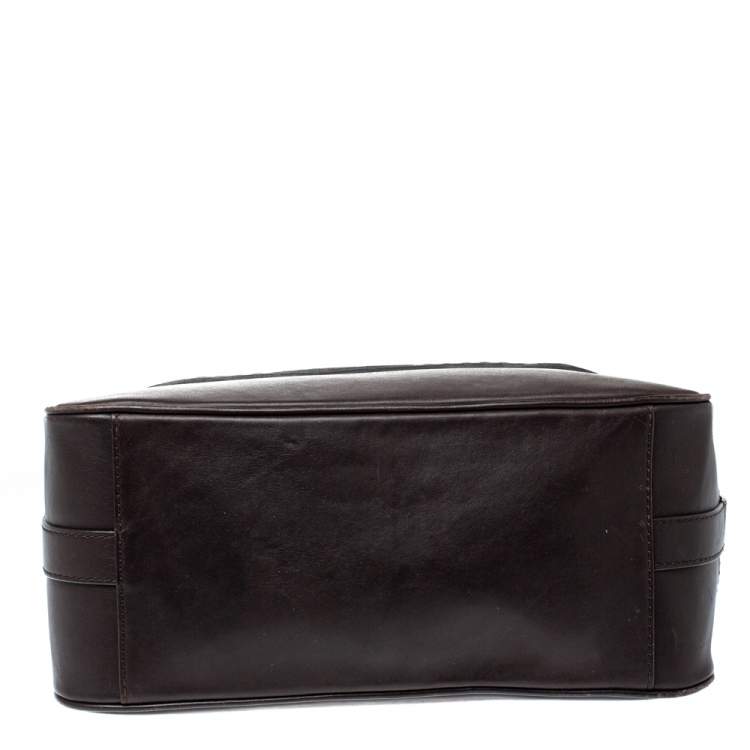Pre Owned Givenchy Black/Cacao Monogram Canvas and Leather Zip Hobo