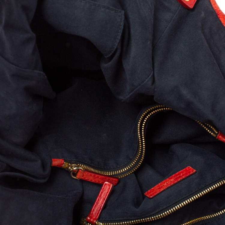 Pre Owned Givenchy Red Distressed Leather Sacca Hobo