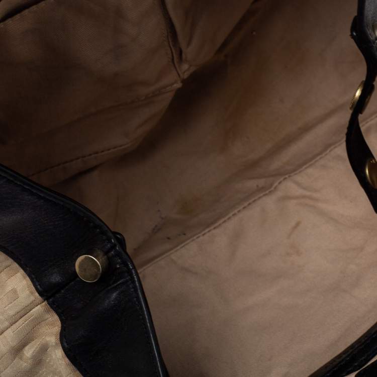 Pre Owned Givenchy Cream/Black Monogram Canvas and Leather Tote