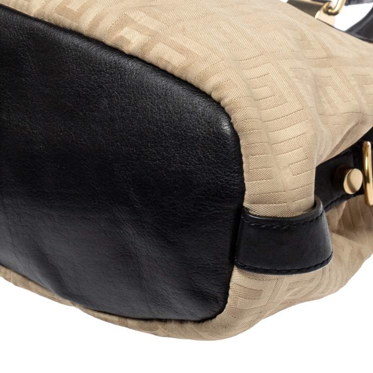 Pre Owned Givenchy Cream/Black Monogram Canvas and Leather Tote