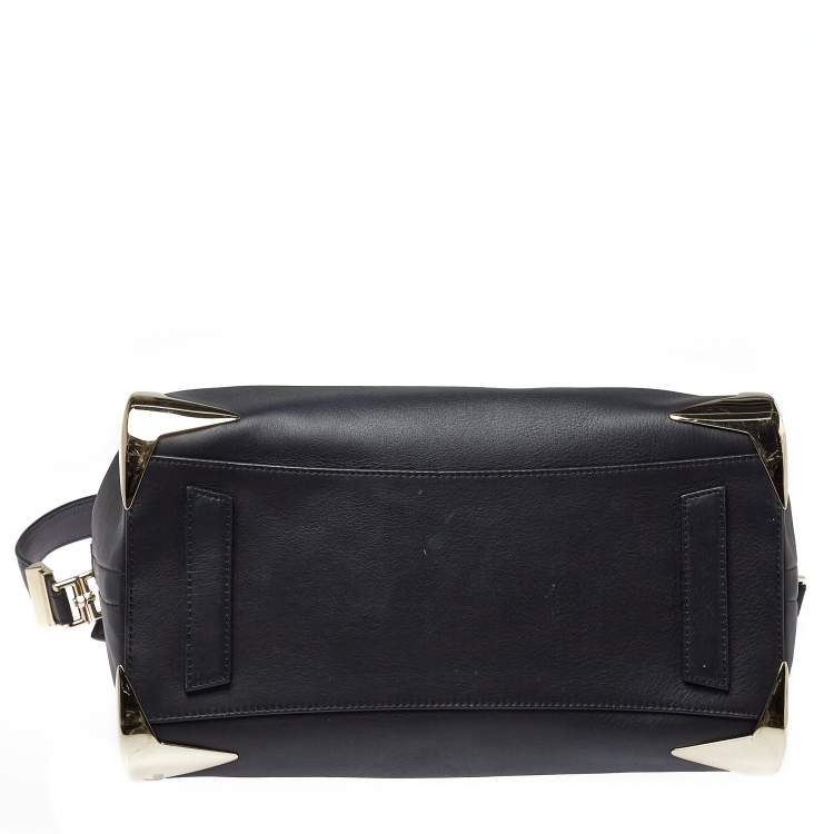 Pre Owned Givenchy Black Leather Medium Antigona Metal Detail Satchel