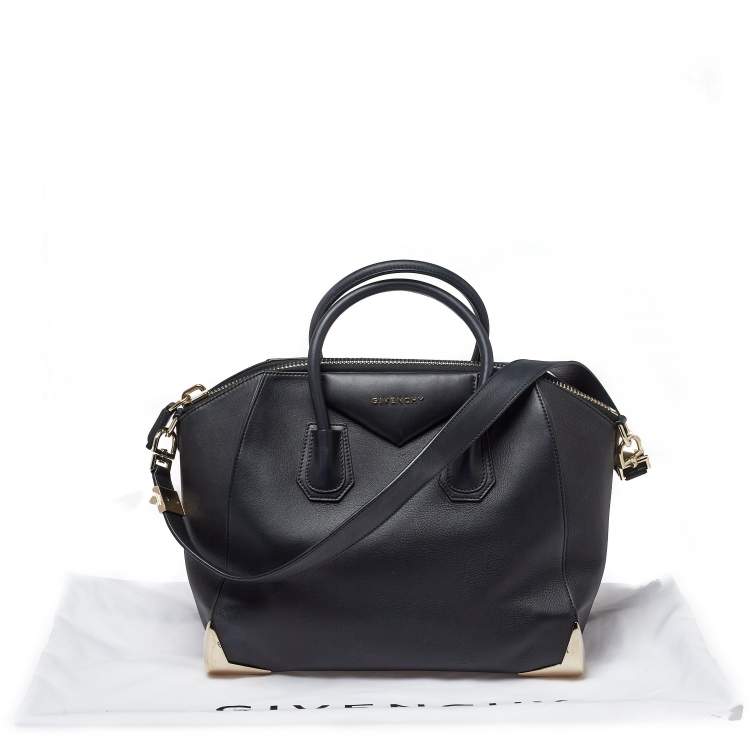 Pre Owned Givenchy Black Leather Medium Antigona Metal Detail Satchel