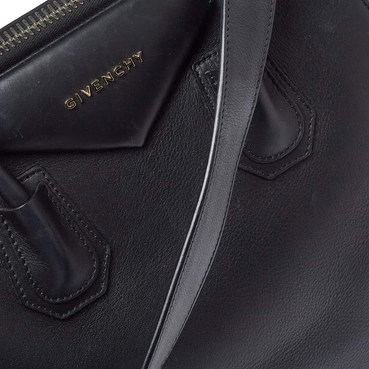 Pre Owned Givenchy Black Leather Medium Antigona Metal Detail Satchel