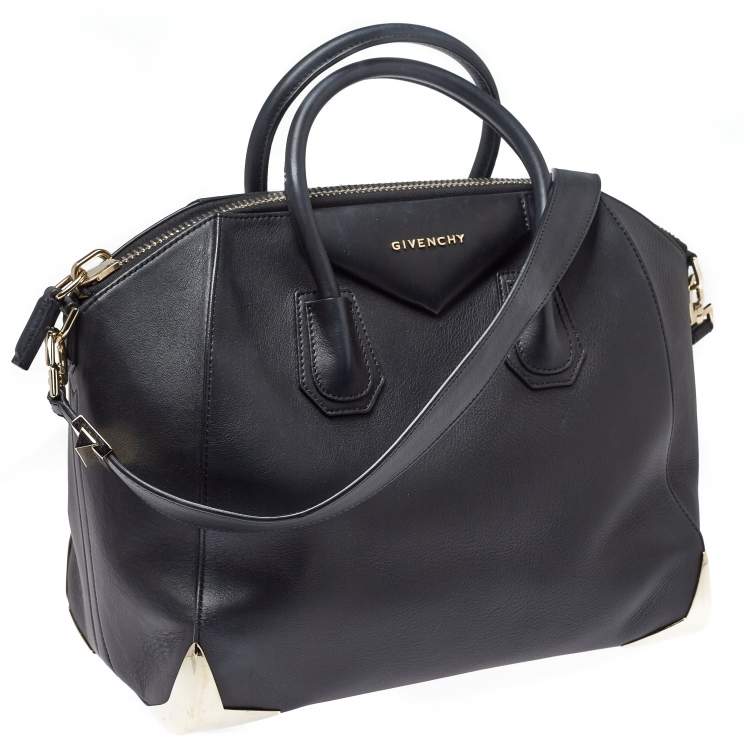 Pre Owned Givenchy Black Leather Medium Antigona Metal Detail Satchel