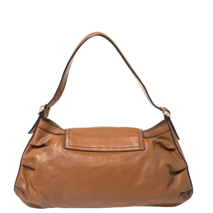 Pre Owned Givenchy Brown Leather Buckle Flap Hobo