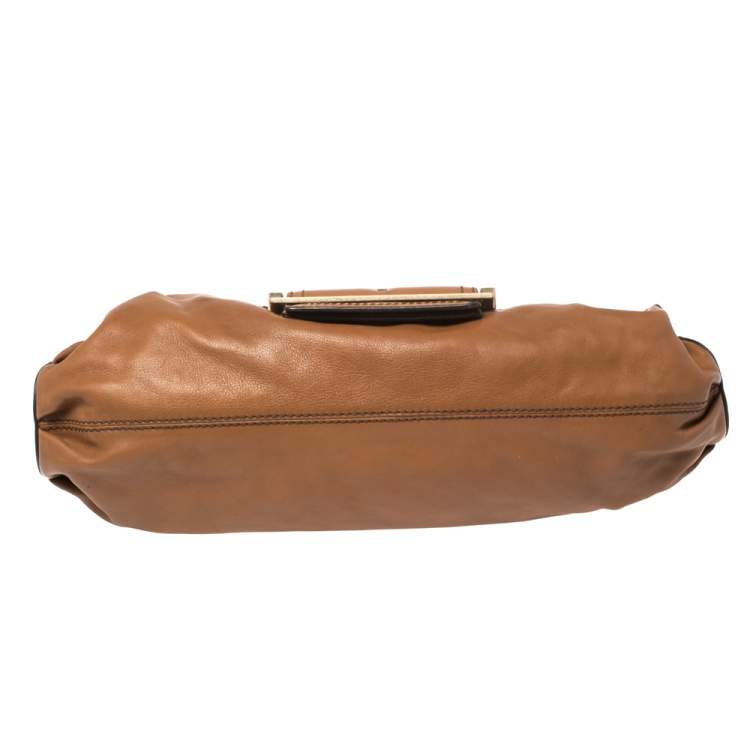 Pre Owned Givenchy Brown Leather Buckle Flap Hobo