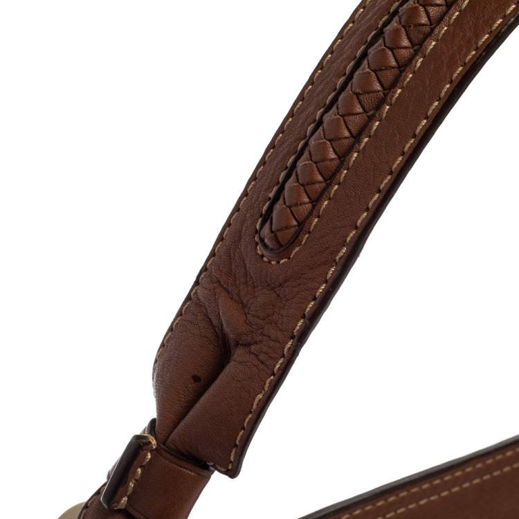 Pre Owned Givenchy Brown Leather Logo Embossed Flap Hobo