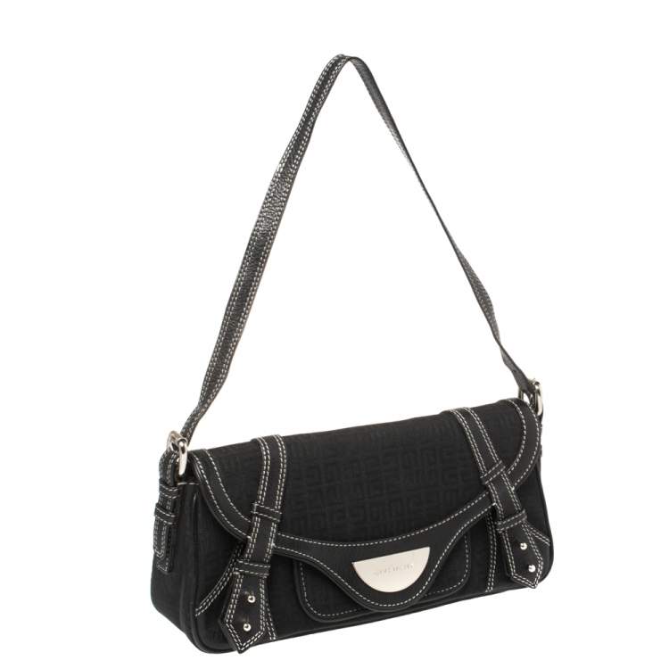 Pre Owned Givenchy Black Denim and Leather Small Shoulder Bag