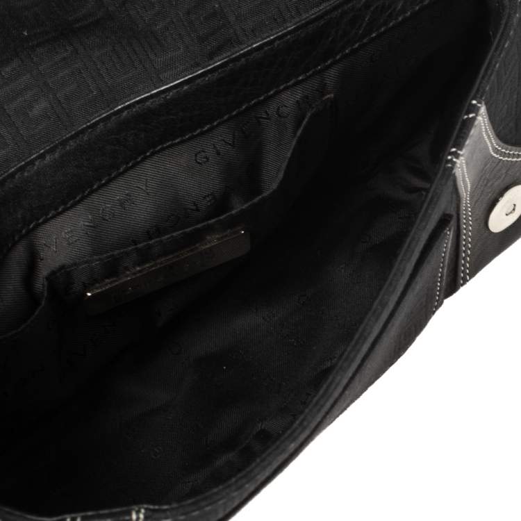 Pre Owned Givenchy Black Denim and Leather Small Shoulder Bag