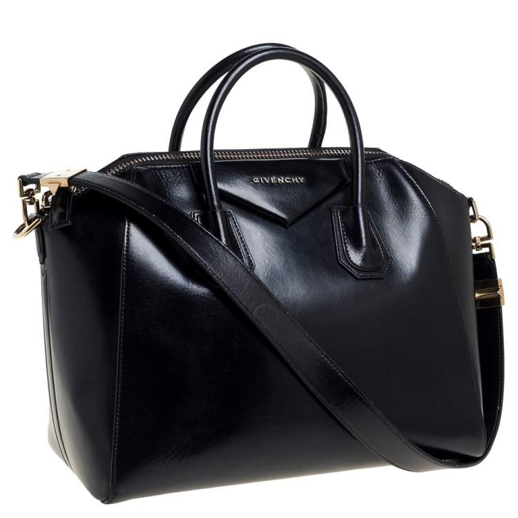Pre Owned Givenchy Black Leather Medium Antigona Satchel