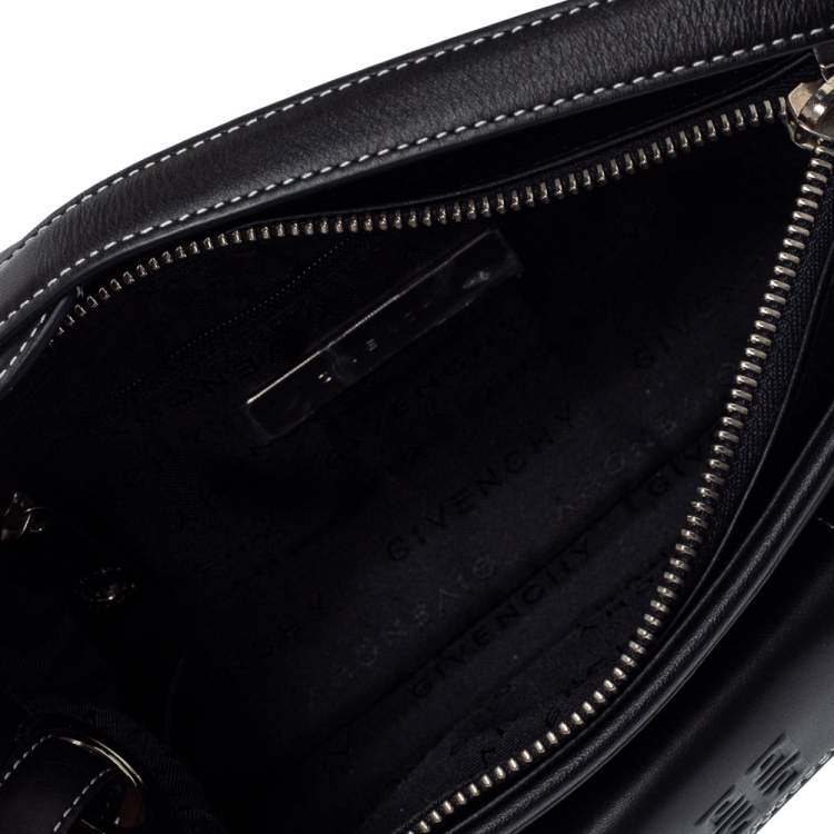 Pre Owned Givenchy Black Leather Front Pocket Shoulder Bag
