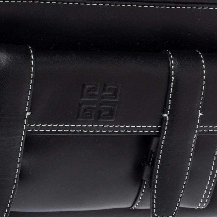 Pre Owned Givenchy Black Leather Front Pocket Shoulder Bag