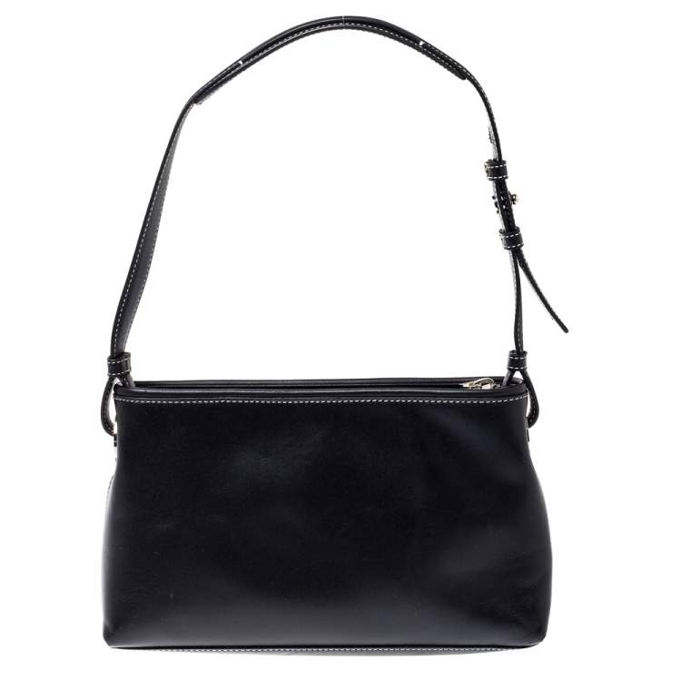 Pre Owned Givenchy Black Leather Front Pocket Shoulder Bag
