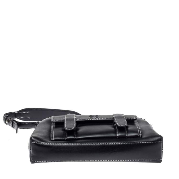 Pre Owned Givenchy Black Leather Front Pocket Shoulder Bag