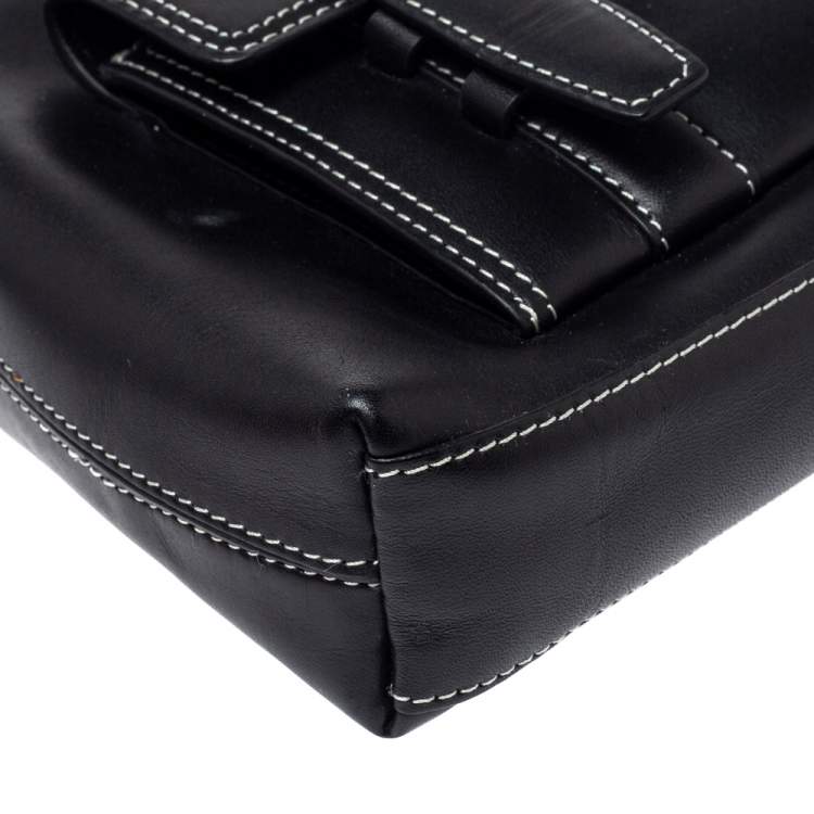Pre Owned Givenchy Black Leather Front Pocket Shoulder Bag