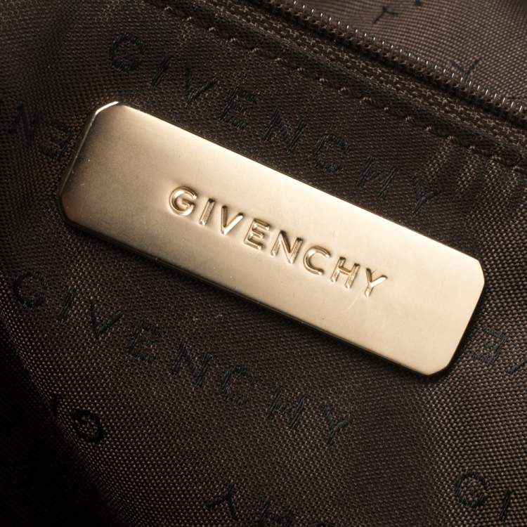 Pre Owned Givenchy Metallic Soft Leather Logo Embossed Braided Handle Satchel
