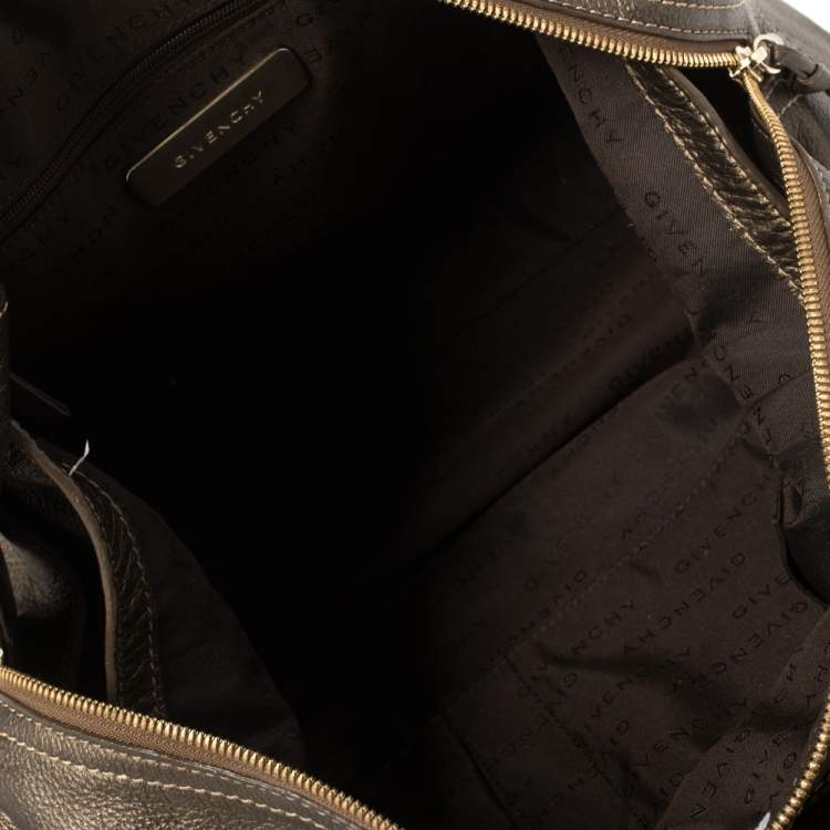 Pre Owned Givenchy Metallic Soft Leather Logo Embossed Braided Handle Satchel
