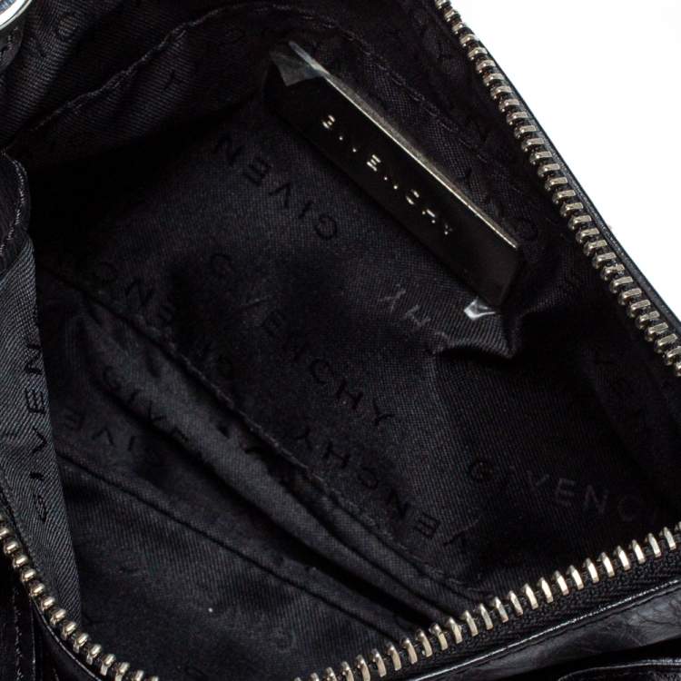 Pre Owned Givenchy Black Leather Tassel Pocket Chain Baguette Bag