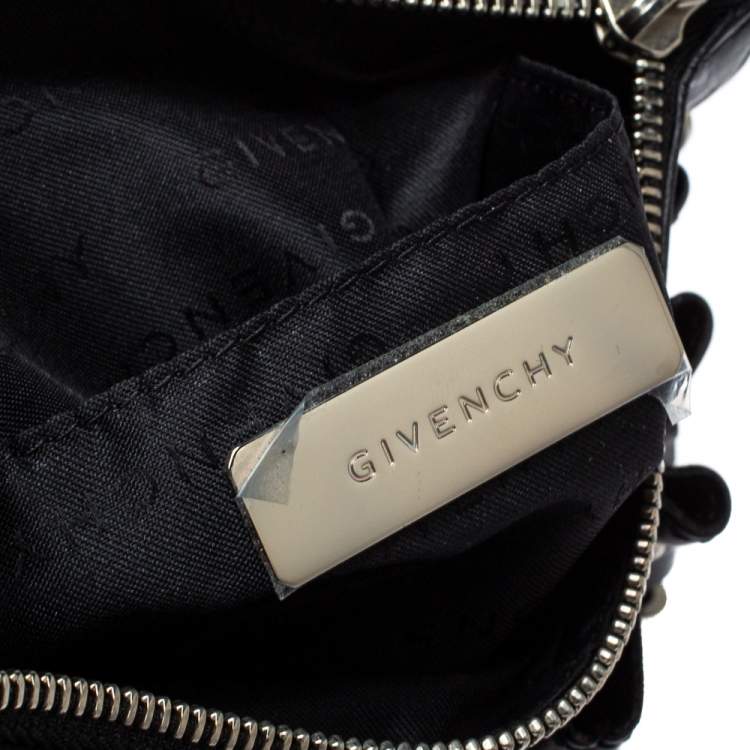 Pre Owned Givenchy Black Leather Tassel Pocket Chain Baguette Bag
