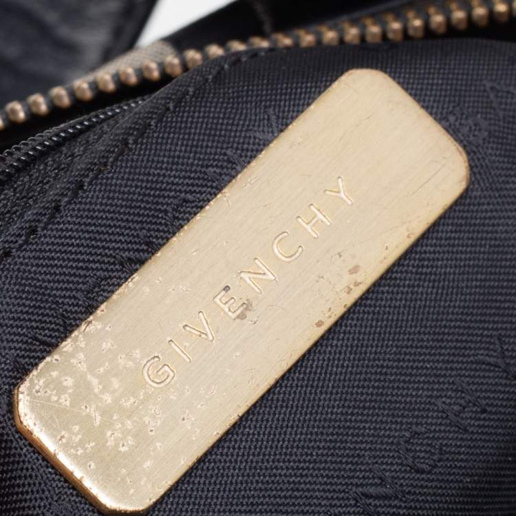 Pre Owned Givenchy Black/Grey Monogram Canvas and Leather Satchel