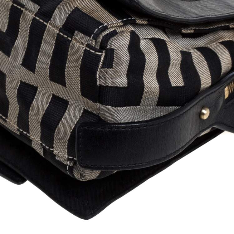 Pre Owned Givenchy Black/Grey Monogram Canvas and Leather Satchel