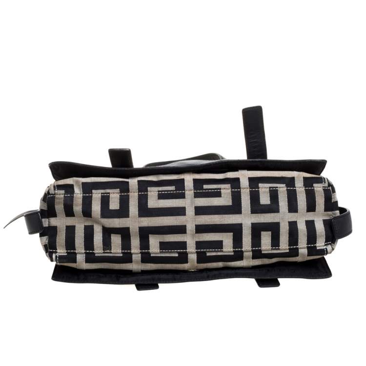 Pre Owned Givenchy Black/Grey Monogram Canvas and Leather Satchel